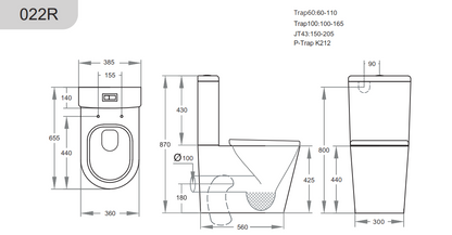 Avis Rimless Back-to-Wall Toilet Suite - Matte Black