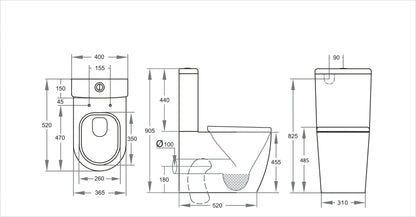 Elvera  Back-to-Wall Toilet Suite - Gloss White