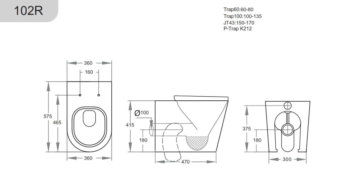 Avis Rimless Wall Faced Floor Pan - Matte Black