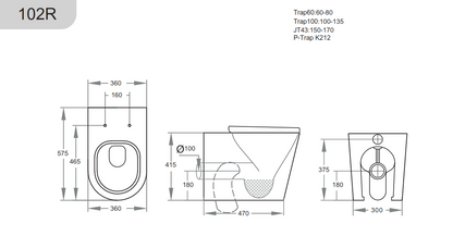 Avis Rimless Wall Faced Floor Pan - Matte Black