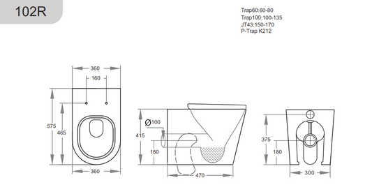 Avis Rimless Wall Faced Floor Pan - Matte Black
