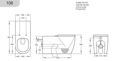 Asta Tornado Rimless Special Care Toilet Suite - Gloss White