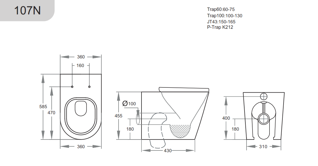 Elvera Rimless Wall Faced Floor Pan - Gloss White
