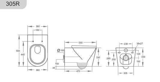 Veda Rimless Wall Faced Floor Pan - Gloss White