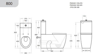Asta Disable Rimless Toilet Rimless Flush Pan (KDK800P) with White Seat