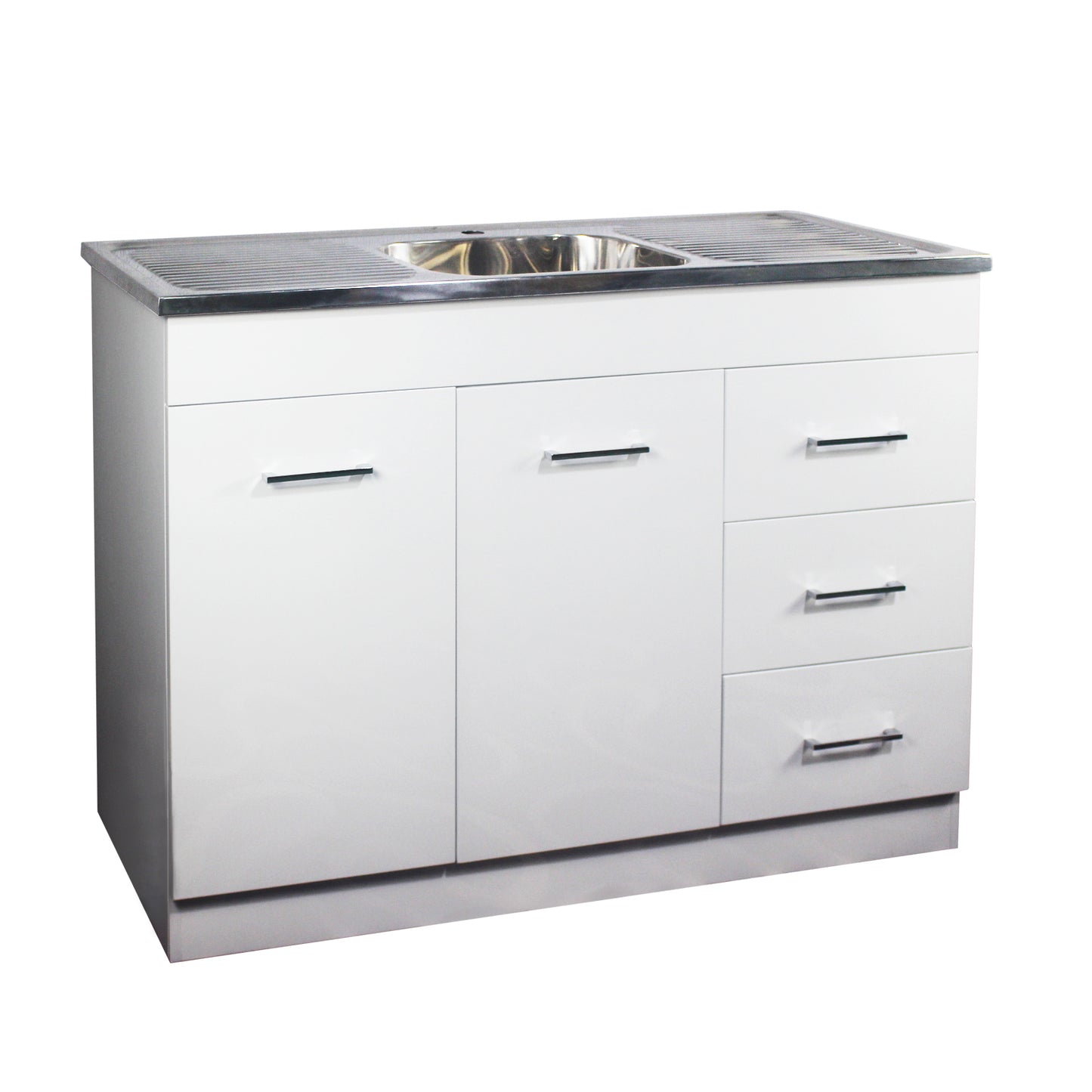 1180mm PVC Kitchenette Cabinet with Stainless Steel Sink - Gloss White
