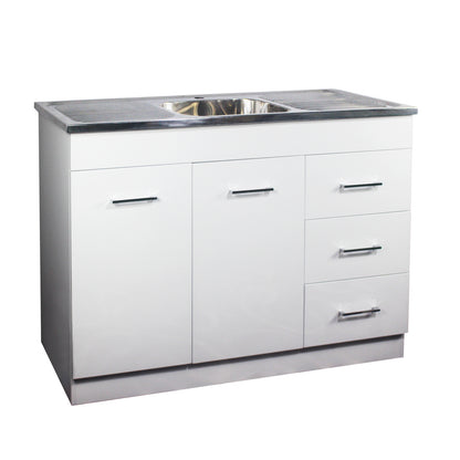 1180mm PVC Kitchenette Cabinet with Stainless Steel Sink - Gloss White