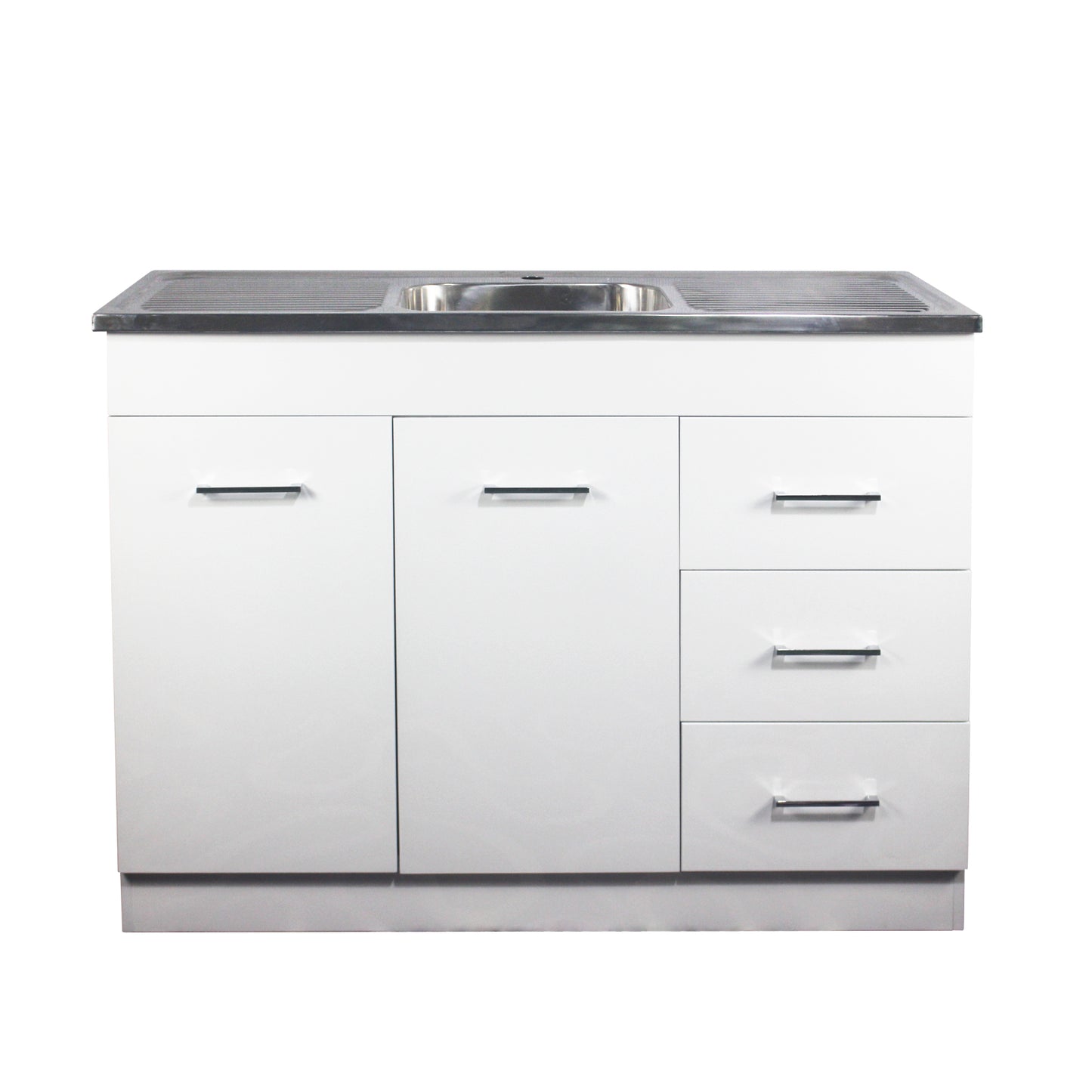 1180mm PVC Kitchenette Cabinet with Stainless Steel Sink - Gloss White