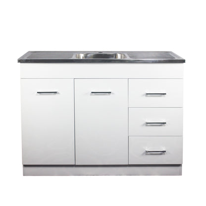 1180mm PVC Kitchenette Cabinet with Stainless Steel Sink - Gloss White