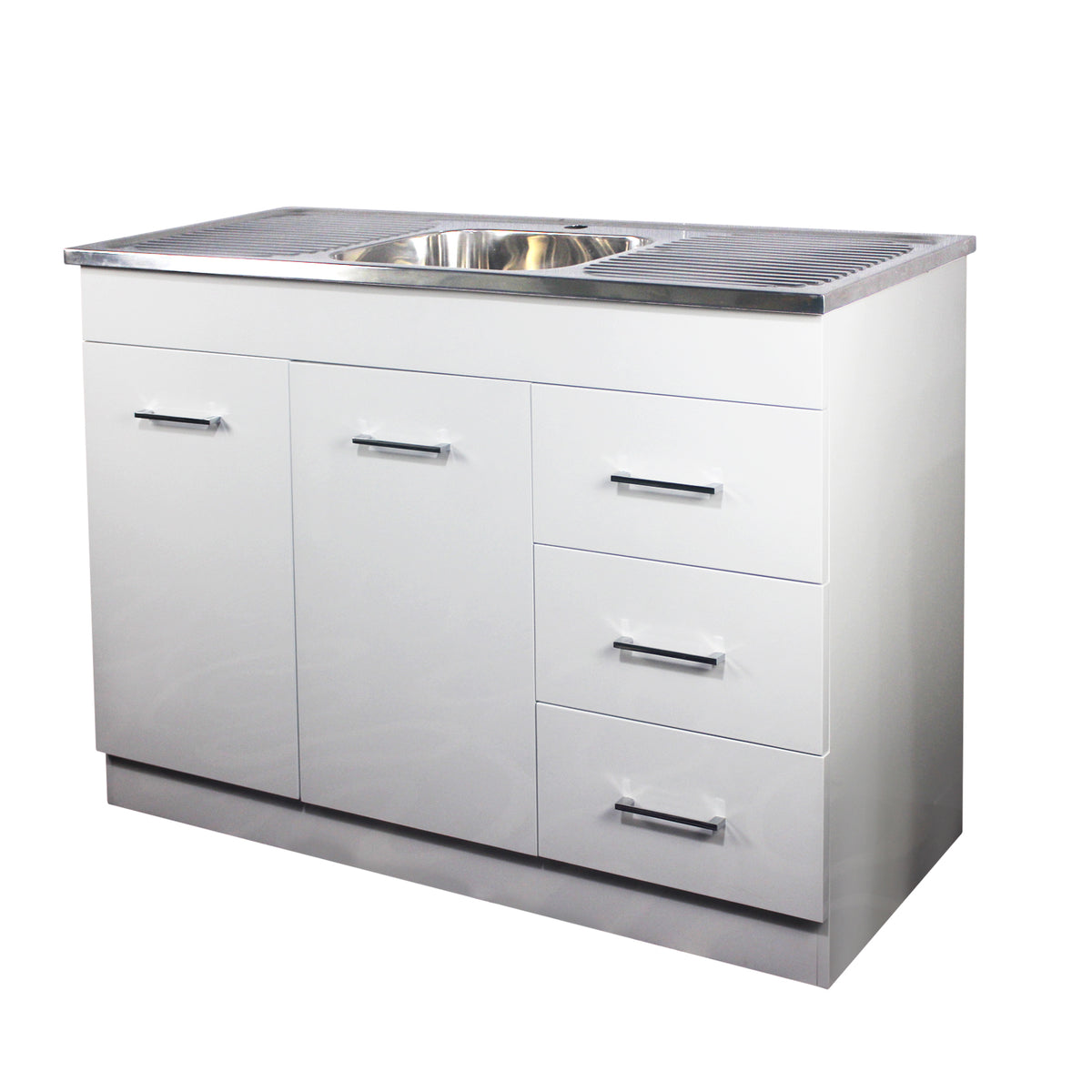 1180mm PVC Kitchenette Cabinet with Stainless Steel Sink - Gloss White