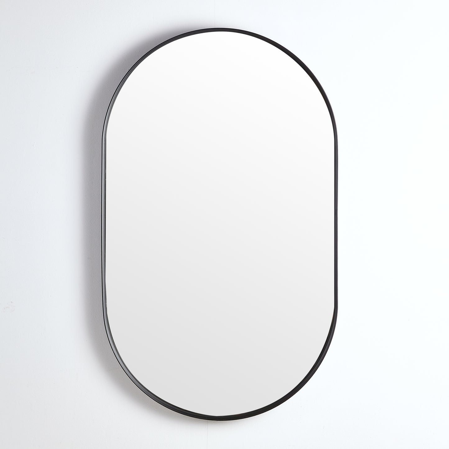 600mm Aura Oval Aluminum Framed Mirror - Matte Black