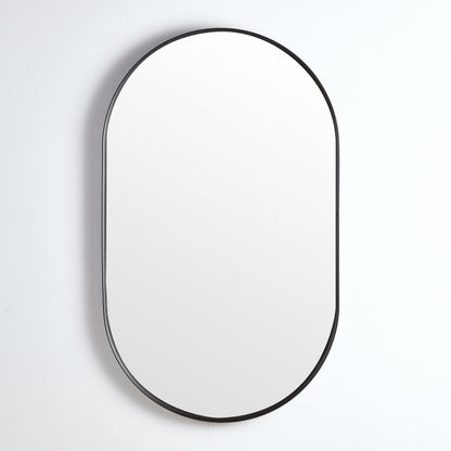 600mm Aura Oval Aluminum Framed Mirror - Matte Black