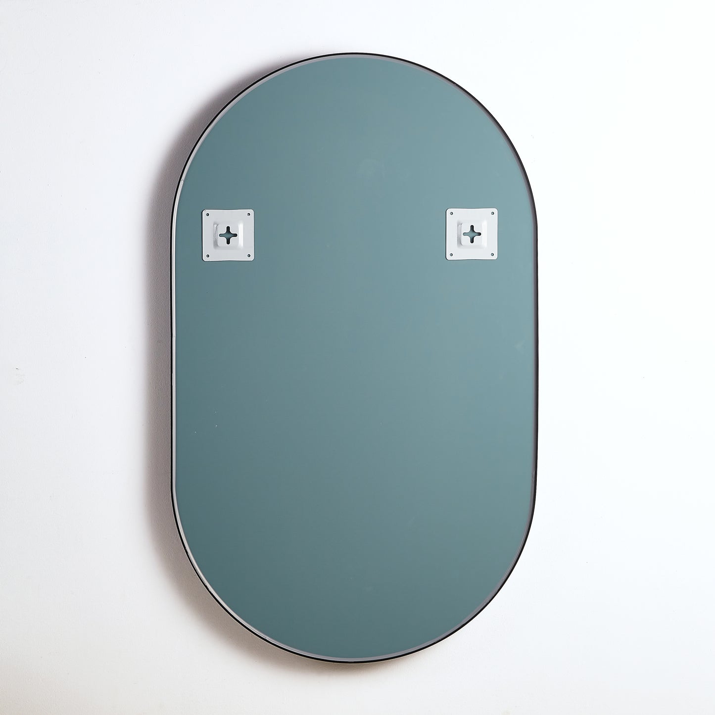 600mm Aura Oval Aluminum Framed Mirror - Matte Black