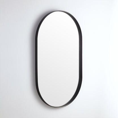 450mm Aura Oval Aluminum Framed Mirror - Matte Black