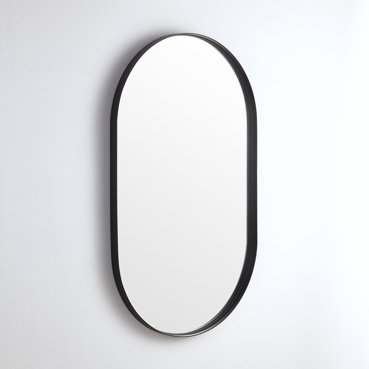 600mm Aura Oval Aluminum Framed Mirror - Matte Black