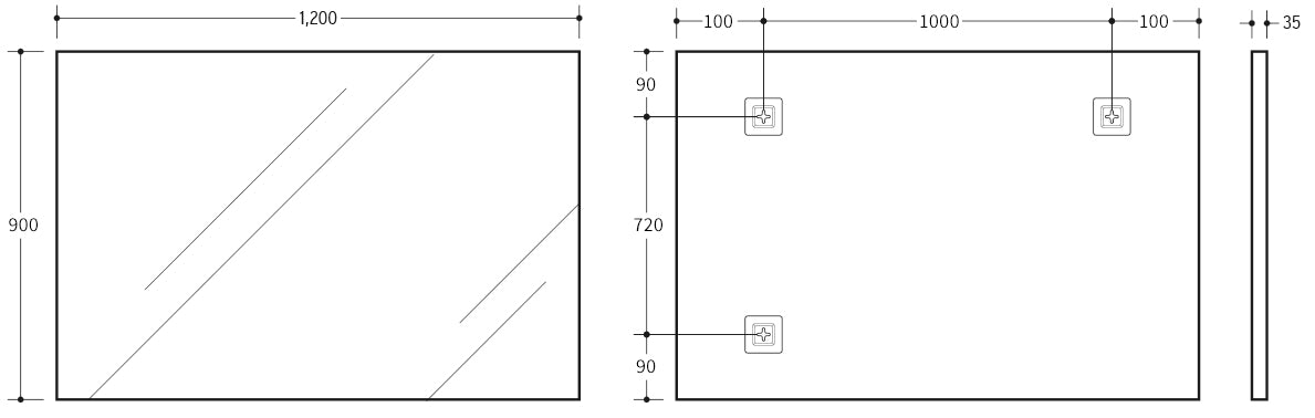 1200mm Qubist Framed Square Mirror
 - Matte Black