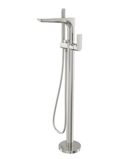 Kyah Freestanding Bath Filler with Hand Shower - Brushed Nickel