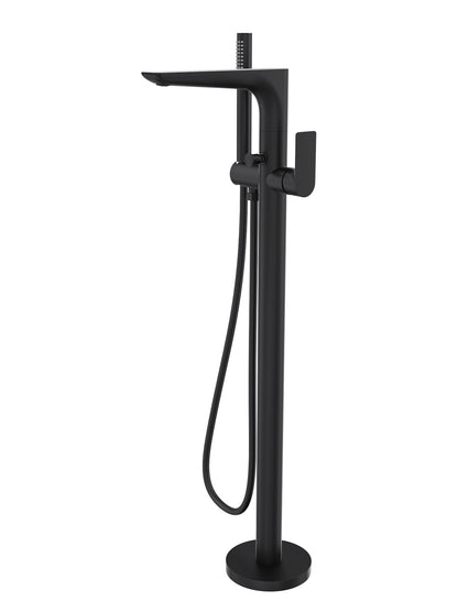 Kyah Freestanding Bath Filler with Hand Shower - Matte Black