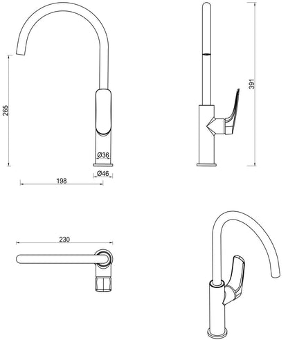 Kaza Sink Mixer - Black