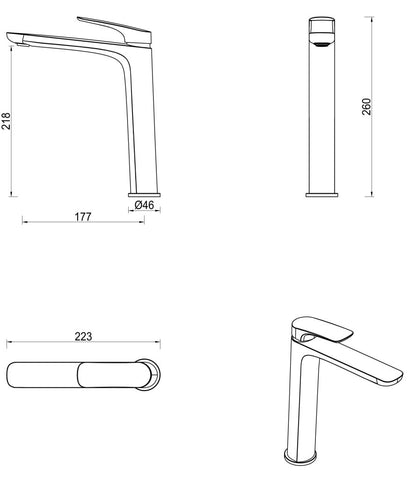 Kaza TALL Basin Mixer - Brushed Nickel