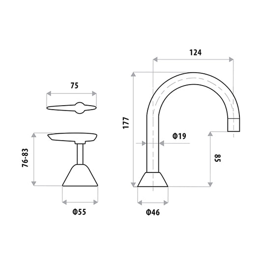 KIRRA LEVER Basin Set With Swivel Spout - Chrome