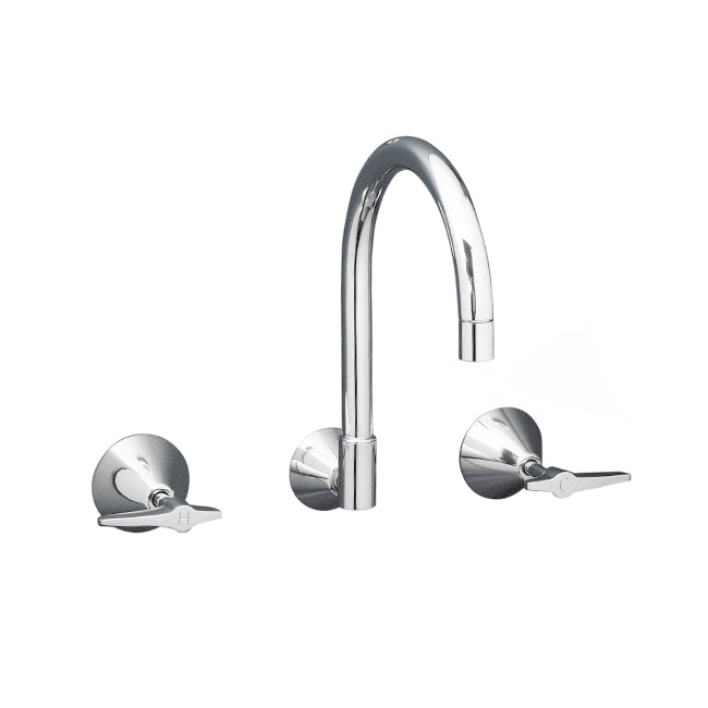 KIRRA LEVER Wall Sink Set W/-Gooseneck Spout - Chrome