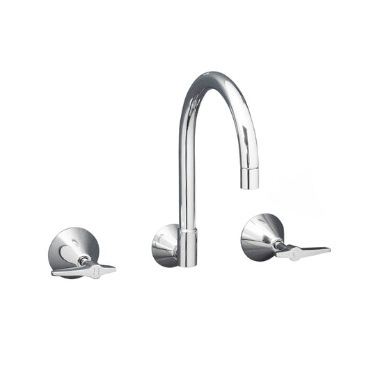 KIRRA LEVER Wall Sink Set W/-Gooseneck Spout - Chrome