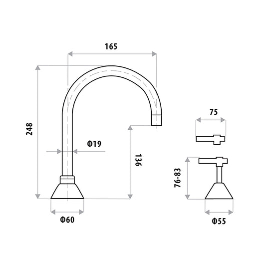 KIRRA PLUS LEVER Hob Sink Set - Chrome