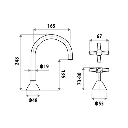 KIRRA PROFILE Vanitee Hob Sink Set - Chrome