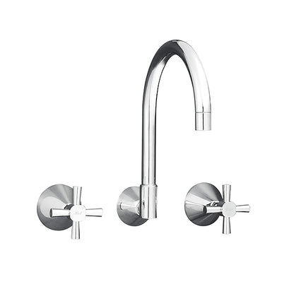 KIRRA PROFILE Wall Sink Set W/- Gooseneck Spout - Chrome