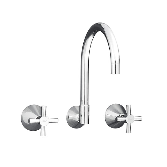 KIRRA PROFILE Wall Sink Set W/- Gooseneck Spout - Chrome