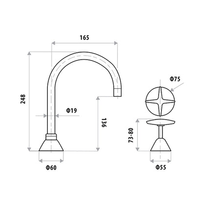 KIRRA Vanitee Hob Sink Set  - Chrome