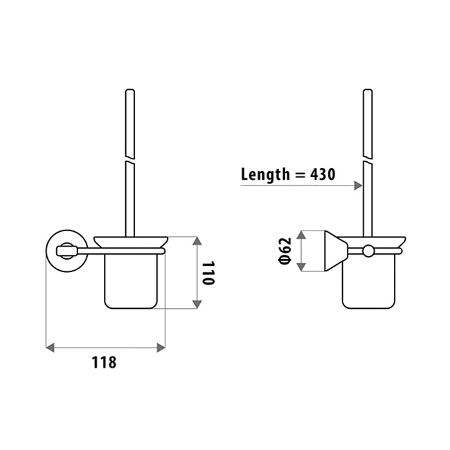 Kirra Toilet Pan Brush & Stand  - Chrome