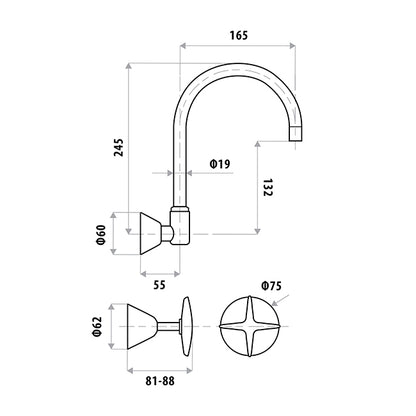 KIRRA Wall Sink Set W/-Gooseneck Spout  - Chrome