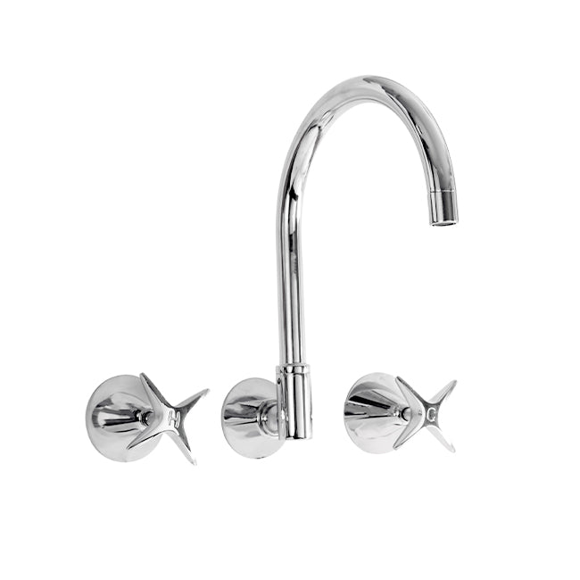 KIRRA Wall Sink Set W/-Gooseneck Spout  - Chrome
