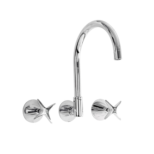 KIRRA Wall Sink Set W/-Gooseneck Spout  - Chrome