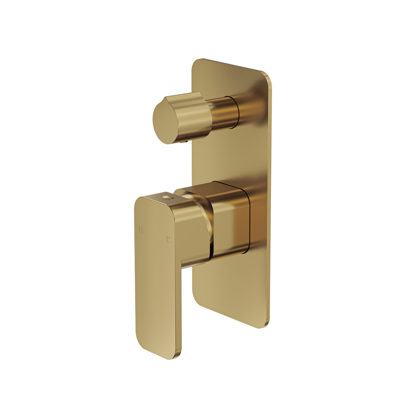 Zia 1-Plate Wall Mixer with Divertor Trim Kit - Brushed Brass