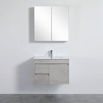 750mmx750mm Evie Shaving Cabinet - Concrete Grey