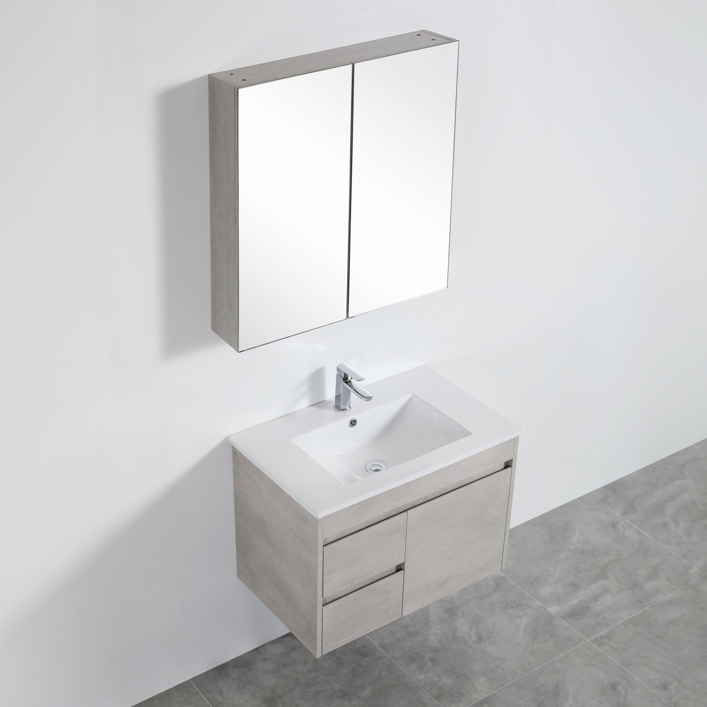 750mmx750mm Evie Shaving Cabinet - Concrete Grey