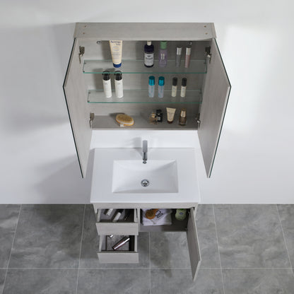 750mmx750mm Evie Shaving Cabinet - Concrete Grey