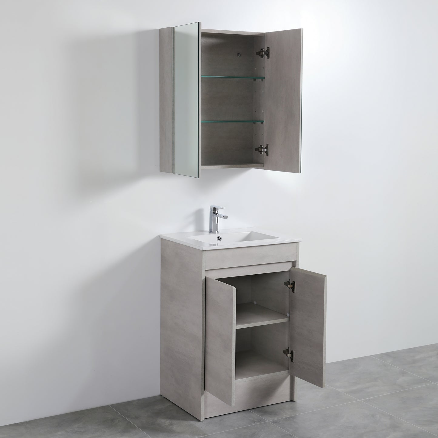 600mmx750mm Evie Shaving Cabinet - Concrete Grey