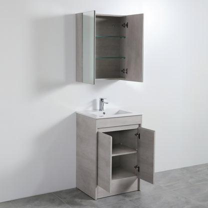 600mmx750mm Evie Shaving Cabinet - Concrete Grey
