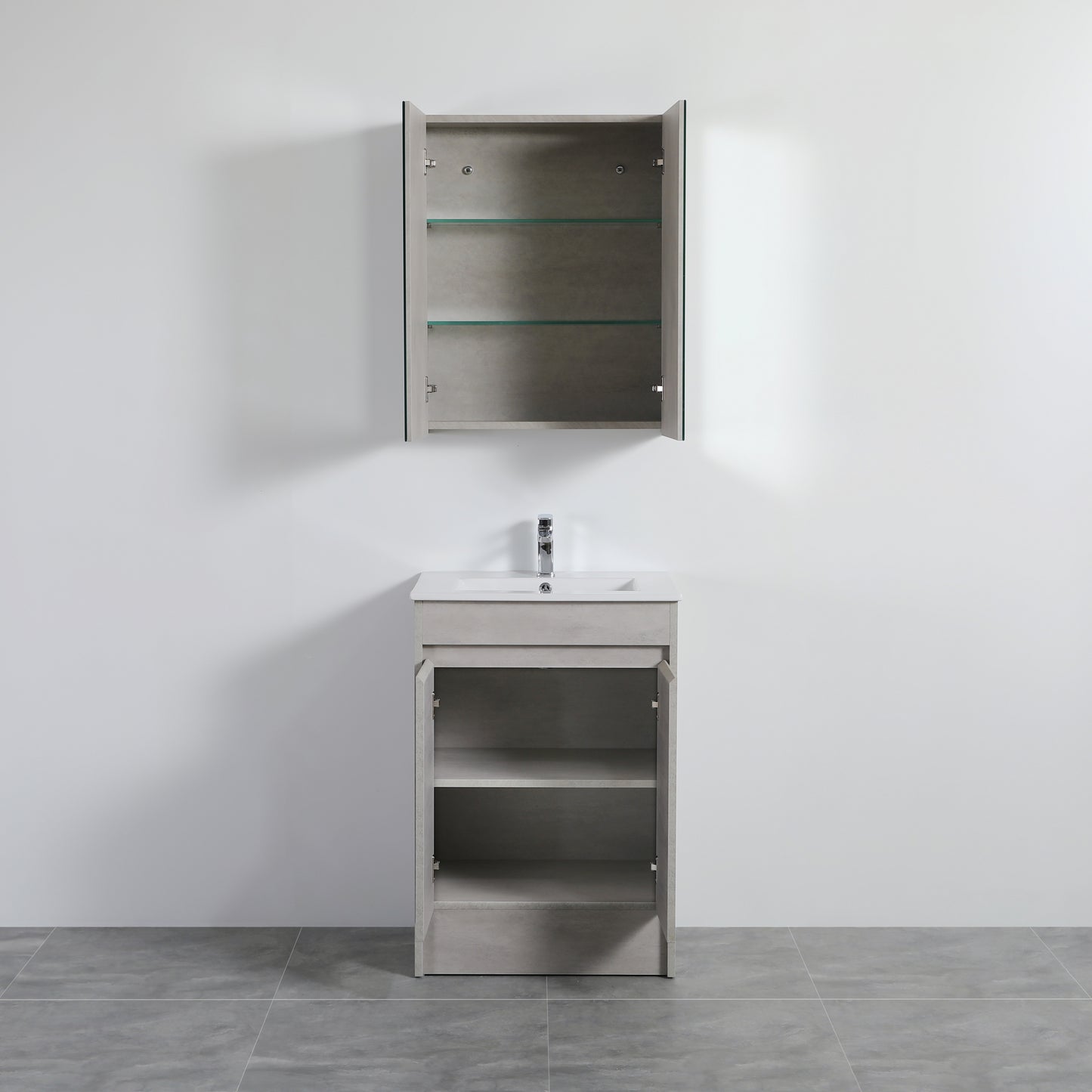 600mmx750mm Evie Shaving Cabinet - Concrete Grey
