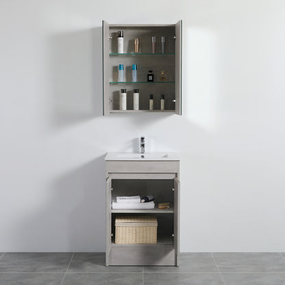 600mmx750mm Evie Shaving Cabinet - Concrete Grey