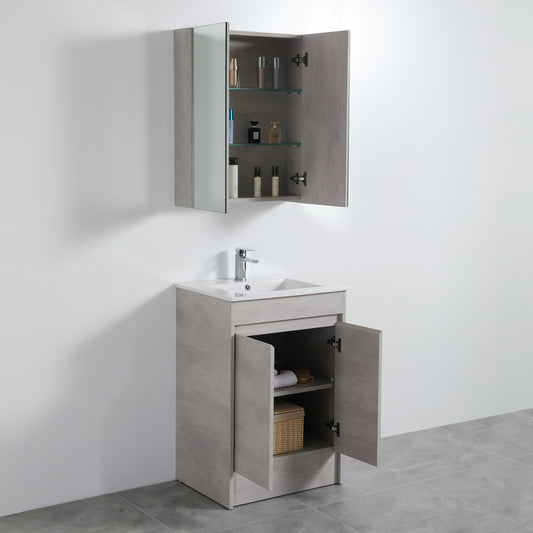 600mmx750mm Evie Shaving Cabinet - Concrete Grey