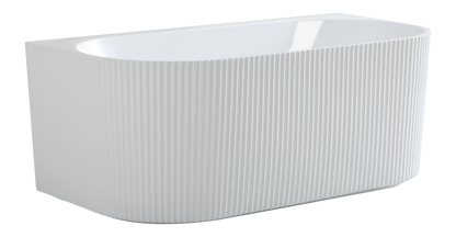 1500mm Ceto Bari Grooved Fluted Oval Freestanding Back to Wall Bathtub - No Overflow - Matte Black
