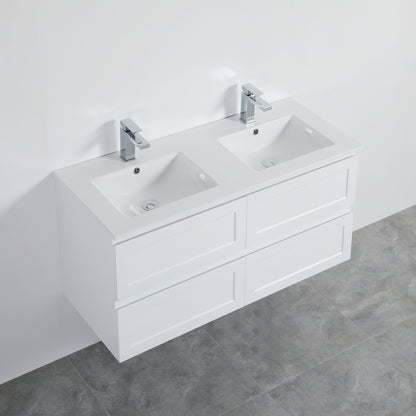 1200mm Fremantal Wall Hung Vanity PVC - Cabinet Only - Double Bowl - Matte White