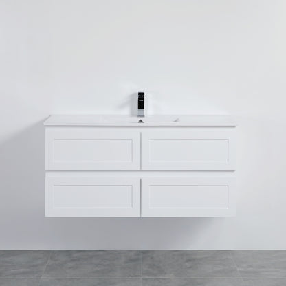 1500mm Fremantal Wall Hung Vanity PVC - Cabinet Only - Single/Double Bowl - Matte White