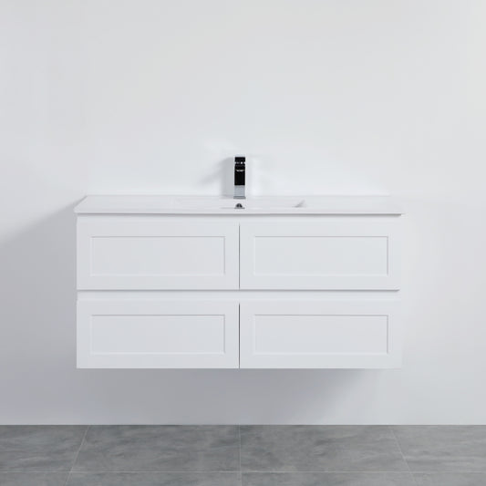 1500mm Fremantal Wall Hung Vanity PVC - Cabinet Only - Single/Double Bowl - Matte White