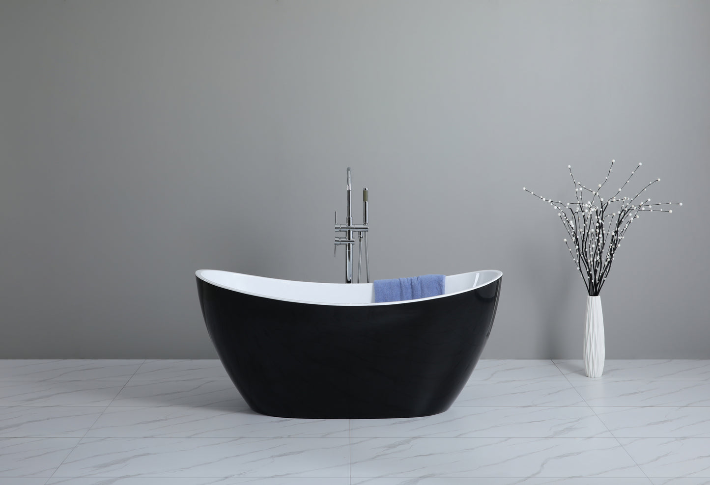 1700mm Freestanding Bathtub - Matte Black & Matte White